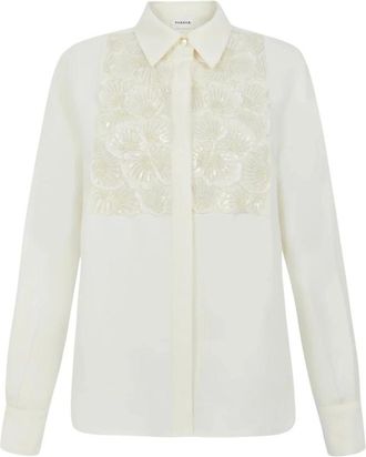 P.A.R.O.S.H. P.a.r.o.s.h., Overhemden, Dames, Beige, L, Leer, Raisaa 25 Sequin Shirt