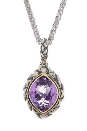 Effy Sterling Silver & 18K Yellow Gold Amethyst Pendant Necklace in Purple at Nordstrom Rack
