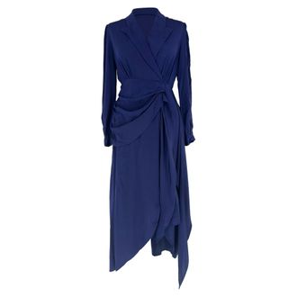 Diane Von F&uuml;rstenberg Diane Von Furstenberg Stella Wrap-Effect Midi Dress in Navy Blue Silk