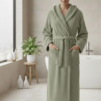 Dmora Bata Satotite, 100% Algod&oacute;n Con Capucha, Degradado Estructura Menta, Talla L, Verde Menta