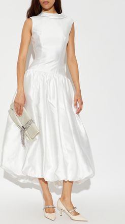 Self Portrait Satin Dress With Brooch, Womens, White
