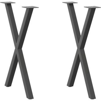 vidaXL Patas Para Mesa De Comedor En Forma De X (2 Unidades), Antracita, 57 X (72-73) Cm, Acero Vidaxl