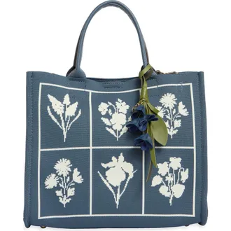 Nanette Lepore Floral Knit Square Satchel in Denim Floral Knit at Nordstrom Rack