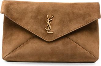 Saint Laurent Large Cassandre Suede Clutch Bag