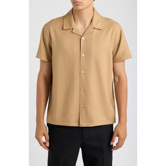 Reiss Warwick Short Sleeve Woven Shirt in Camel at Nordstrom, Size Xx-Large