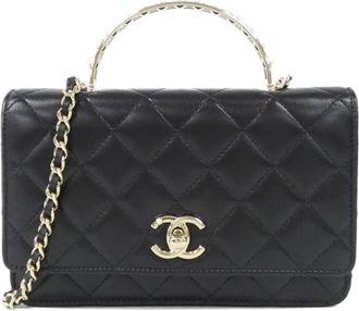 Chanel Black Leather Chain/Shoulder Wallet (Pre-Owned)