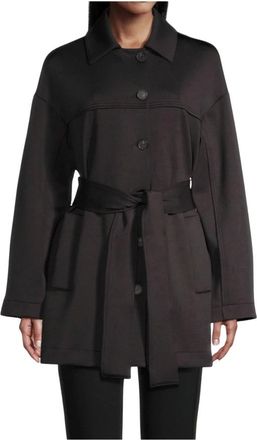 Max Mara Jassen, Dames, Zwart, M, Geknoopte Jas