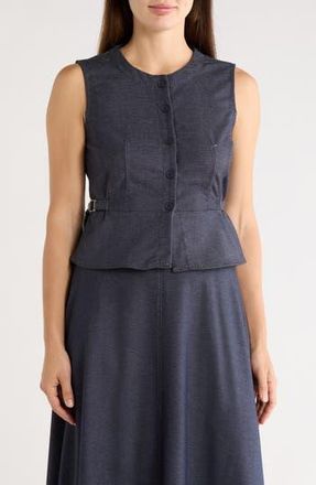 Max Studio Topstitched Button Front Sleeveless Top in Indigo at Nordstrom Rack, Size X-Small