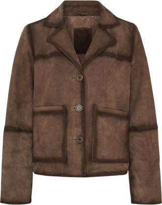 Notyz Korte Su&egrave;de Blazer - Dames - Blazers - Bruin - L - Su&egrave;de - Jassen