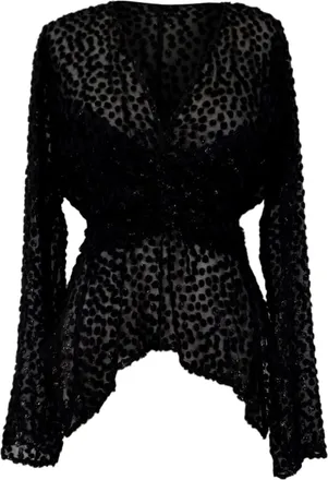 Isabel Marant Ulietta Metallic Devor&eacute; Blouse in Black Viscose