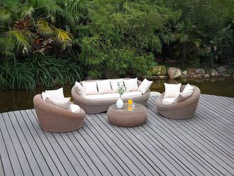 Vente-Unique Poltrone giardino con cuscini crema - Lotto di 2 - WHITEHEAVEN