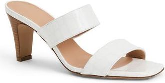 Bruno Magli Vezza Embossed Slide Sandal in Bone Patent/Croc at Nordstrom, Size 10.5