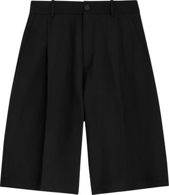 STUDIO NICHOLSON Pleated Linen and Wool-blend Shorts - Black - M