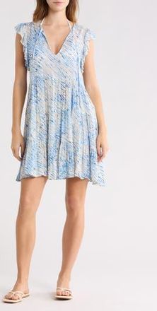 Elan Ruffle Tiered Cover-Up Dress in Blue Sahara at Nordstrom Rack, Size X-Small