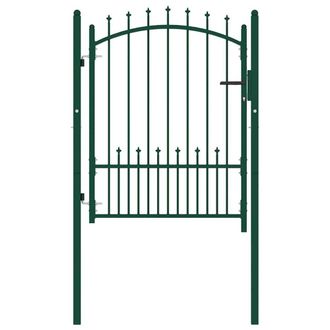 Berkfield Home Fence Gate with Spikes Steel 100x125 cm Green