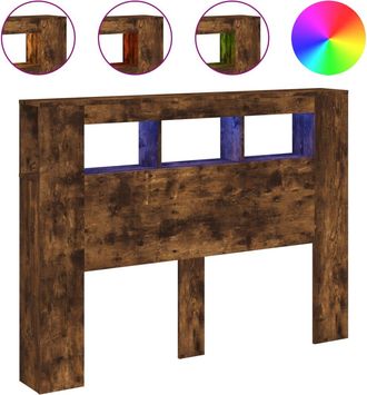 vidaXL Cabecero Led Madera Ingenier&iacute;a Roble Ahumado 140x18,5x103,5 Cm Vidaxl