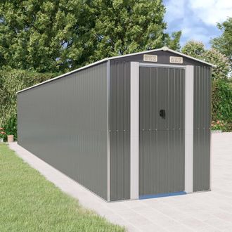 vidaXL Cobertizo De Jard&iacute;n Acero Galvanizado Gris Claro 192x938x223 Cm Vidaxl