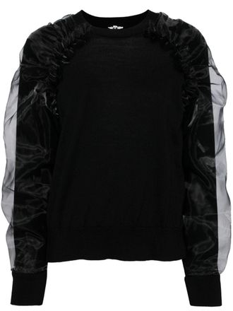 Comme Des Garçons cut-out detailing jumper - women - Polyester/Wool - M - Black