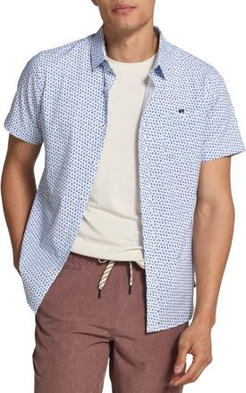 7 Diamonds Leandro Floral Short Sleeve Performance Button-Up Shirt in Light Blue at Nordstrom, Size Xx-Large