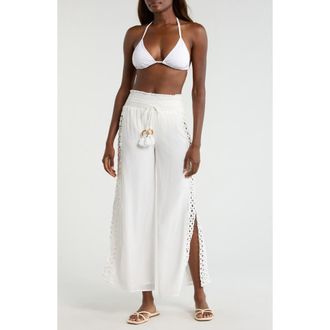 Elan Wide Leg Cover-Up Pants in White at Nordstrom, Size X-Small