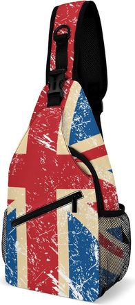 Generic Uk Vintage Flag Mens Shoulder Bags Sling Crossbody Backpack Travel Hiking Chest Bag with Small Side 38x20cm
