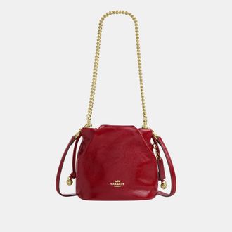 Coach Womens Faye Mini Drawstring Bag - Red Leather - One Size