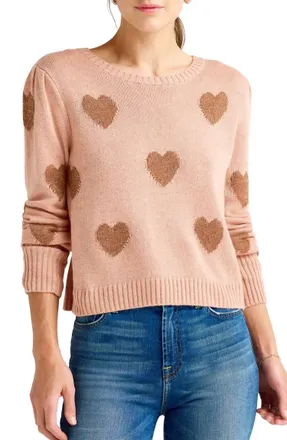 Splendid Annabelle Heart Sweater In Champagne/copper