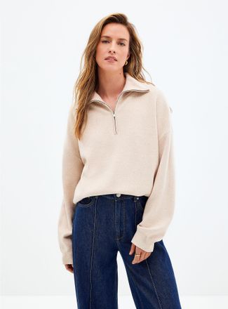 Contemporaine Womens Soft knit trucker-collar sweater