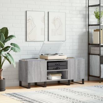 vidaXL Vidaxl - Mueble Para Discos Madera Contrachapada Gris Sonoma 121x38x48cm