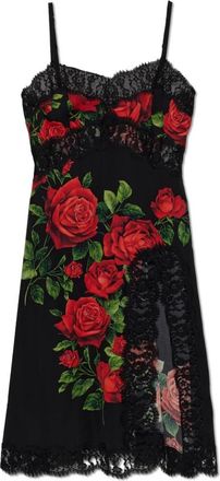 Dolce & Gabbana Jurk met bloemenmotief - Dames - Korte kleedjes - Zwart - S - Kleedjes