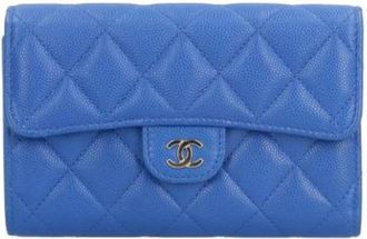 Chanel Pre-owned Leren Portemonnee - Dames - Vintage Accessoires - Blauw - ONE Size - Leer - Vintage