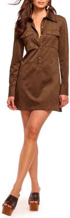 Ramy Brook Maria Long Sleeve Faux Suede Shirtdress in Coffee at Nordstrom, Size 12