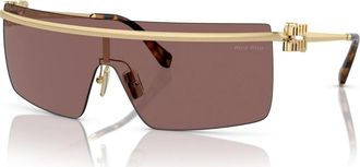 Miu Miu Brown Shield Ladies Sunglasses MU 50ZS ZVN70D 142