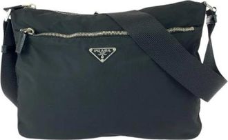 Prada Pre-owned Cross Body Bags, female, Black, Size: ONE SIZE Pre-owned Nylon Cross Body Bag