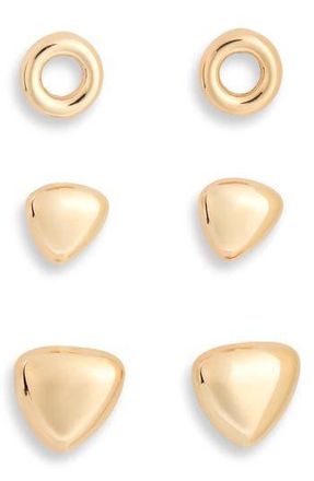 Leith Set of 3 Assorted Geometric Stud Earrings in Gold at Nordstrom Rack
