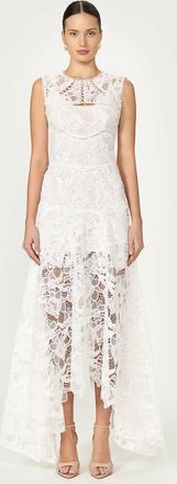 Costarellos Janica Guipure Lace Gown In Off White