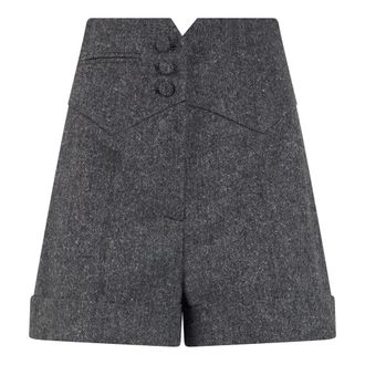 Moschino High-Waisted Shorts With Buttons - female - Moschino - Short Shorts - Gray - M - Shorts
