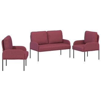 vidaXL Juegos De Sof&aacute;s Con Coj&iacute;n 3 Pcs Rojo Vino 115 X 56 X 80 Cm Vidaxl