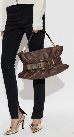 Balmain Anthem Medium Leather Bag, Womens, Brown