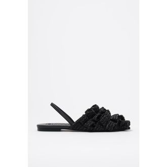 Bimba & Lola Raffia Slingback Ballerina Flats in Black at Nordstrom, Size 36