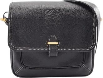 Loewe Pre-owned Anagram Leren Schoudertas - Dames - Vintage Schoudertas - Zwart - ONE Size - Leer - Vintage