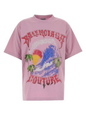Balenciaga Pink Graphic Crew Neck T-Shirt