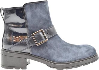 Hogan Stijlvolle Enkellaarsjes - Dames - Enkellaarsjes - Blauw - 35 EU - Leer - Schoenen
