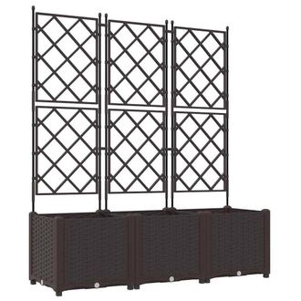 Berkfield Home Garden Planter with Trellis 3 pcs Brown 120x40x143 cm | Size: 120 x 40 x 143 cm