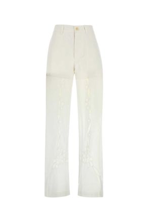 Marine Serre Witte Katoenen Broek