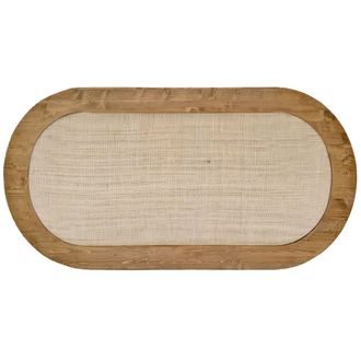NATYAL Cabecero ovalado de madera con rafia natural para cama de 135cm roble