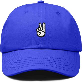 Dalix Peace Sign Embroidered Dad Hat in Royal Blue at Nordstrom