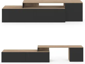 IDMarket Basile Mobile Tv Angolare Modulare Da 180-240 Cm In Legno E Nero