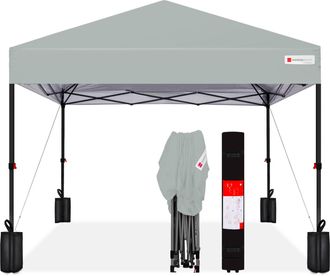 Best Choice Products 8x8ft Easy Setup Pop Up Canopy w/ 1-Button Setup, Wheeled Case, 4 Weight Bags