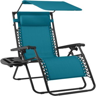 Best Choice Products 30 Extra Wide Folding Zero Gravity Patio Lounge Chair w/Adjustable Canopy Shade